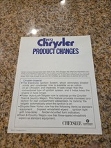 Original 1972 Chrysler Product Changes Sales Sheet Brochure - Chrysler I... - $7.91