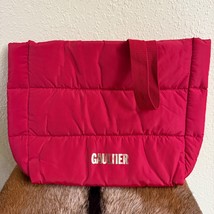 Jean Paul Gaultier Red Puffer Tote Bag Quilted Nylon Streetwear Style Gold - $44.74