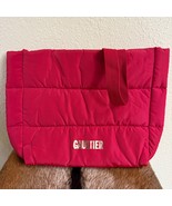 Jean Paul Gaultier Red Puffer Tote Bag Quilted Nylon Streetwear Style Gold - $61.63 CAD