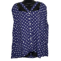 Jessica Simpson Women&#39;s Shirt 3X Blue White Polka Dots Sleeveless Button... - £13.15 GBP