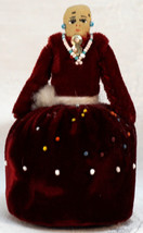 Hand Made Folk Art Pin Cushion Doll with Seed Bead Necklace &amp; Decoration - $12.99