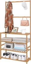 Rekrang Coat Rack Shoe Organizer For Entryway, 3-In-1 Hall Tree With 8 Hooks And - £33.16 GBP