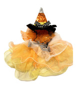 Candy Corn Halloween Dog Costume Adj Medium Skirt Tutu And Witch Hat Wit... - £9.37 GBP