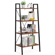 Ladder Shelf Bookcase, Bookshelf 4 Tier, Industrial Standing Shelf Storage Rack  - £122.29 GBP