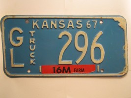 LICENSE PLATE Truck Tag 1967 KANSAS GL 296 [Z273] - £13.30 GBP