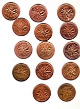 Canadian Pennies Coin - Lot of 14 pennies from 1940&#39;s - £1.79 GBP