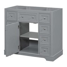 Grey 36&quot; Vanity Base: 6 Drawers, No Sink - $308.99