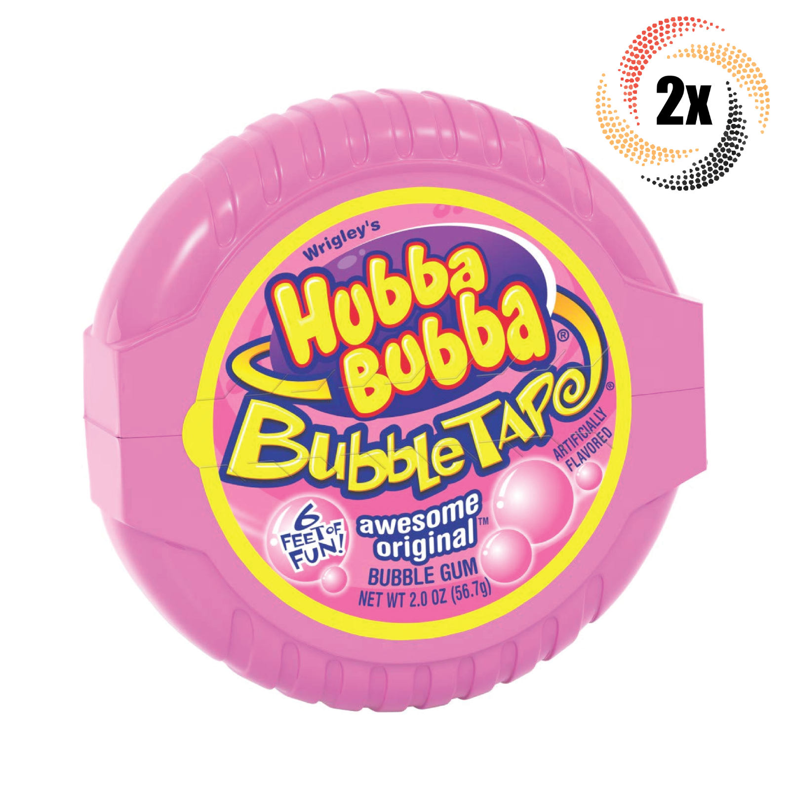 2x Packs Wrigley&#39;s Hubba Bubba Awesome Original Bubble Gum Tape 6 Feet o... - $10.57