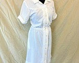 Vintage Nurse Uniform Dress size L Seersucker Texture Belted White Swan DS5 - £47.86 GBP