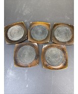 Vintage Lucite Acrylic Tortoise Shell Coaster Set Cellulose Rope Swirl S... - $39.04 CAD