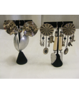 Vintage Pierced Earring Lot Set of 4 Dangle Cowgirl Leaf 1 Sterling - $47.03