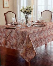 Waterford Sonata Paisley Burgundy Red Cotton 60 x 82 Oblong Tablecloth - £39.96 GBP