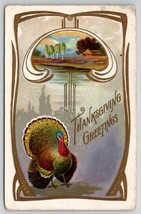 Thanksgiving Greetings Turkey And Country Home Postcard K29 - £3.95 GBP