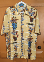 Robert Stock Mens XL Hawaiian Short Sleeve Shirt Aloha Tropical Yellow - $16.44