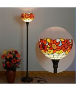 Beautiful Tiffany Stained Glass Mosaic Corner Floor Lamp  - $253.53 CAD