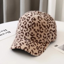 Hat Female Autumn Winter Sexy Leopard Print Baseball Cap Personality Cap Thick W - £8.62 GBP