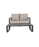 Modern Aluminum Loveseat &amp; Coffee Table Set w/ Light Grey Cushions - $12,200.98 MXN