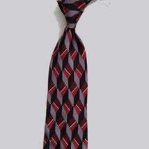 Plattinni Collezioni Men Dress Silk Tie Made in USA 57&quot; long 4&quot; wide Red Black - £4.82 GBP