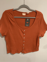 LEVIS Cropped Ribbed Shirt Top-NEW Red S/S Womens 2XL XXL - £11.89 GBP