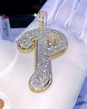 3.00 Ct Round Cut Moissanite Customize Letter &quot;P Pendant 14K Yellow Gold... - $2,699.27 MXN