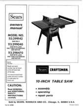 Craftsman 113.299040 113.298470 113.299142 Table Saw Instruction Manual - £15.12 GBP