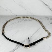Express Black Faux Leather Gold Tone Belly Body Chain Link Belt Size Small S - £15.68 GBP