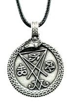 Ouroboros Sigil of Satan Necklace Pendant Lucifer Eye Horus Pentagram Occult - £10.48 GBP