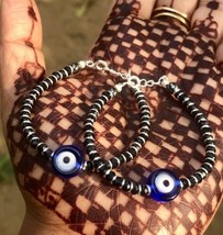 2 Pc 925 Silver Evil Eye Protection Bracelet 5 " Amulet Nazariya Kids In... - $28.44