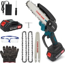 Mini Chainsaw 6 Inch Cordless Portable Electric Chain Saw with 24V, Cour... - £25.76 GBP