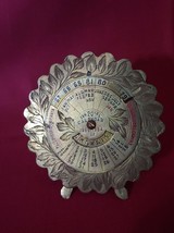 Brass Perpetual Calendar 3 inch Etched with Desk Stand Vintage 1965-1984 - £15.51 GBP
