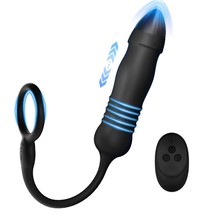 Thrusting Anal Vibrator Prostate Massager With Thick Penis Ring And 3 Th... - £34.06 GBP