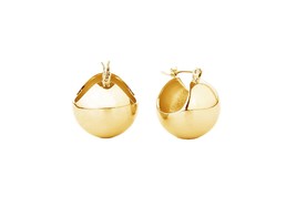 Women&#39;s Small Wide Ball Hinged Hoop 14k Yellow Gold Dipped Fashion Earrings - £28.44 GBP
