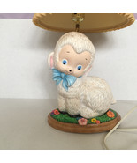 Vintage ceramic musical lamb lamp nursery baby room decor hand painted - $38.56