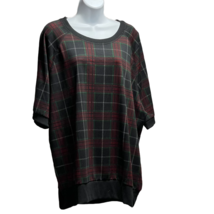 LuLuRoe Top Tee Shirt Jane Plaid Short Sleeve Pullover Sweatshirt Women&#39;... - £7.04 GBP