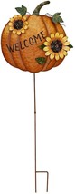 Pumpkin Garden Stake Metal Welcome Sign Fall Decor Outdoor for Autumn Harvest... - £20.69 GBP