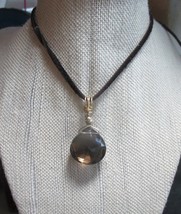 Wire wrapped faceted teardrop Smokey Quartz.pendant.Gold plated wire,and accent - $23.00