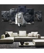 Multi Panel Print White Wolf Canvas 5 Piece Framed Wall Art Wolves Fog P... - €23,66 EUR+
