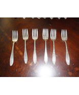 W. Rogers &amp; Sons AA 6 Forks Salad/Dessert 6&quot; Long, Engraved, silverplate[8] - €25,13 EUR