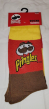 Pringles Chips Men&#39;s Novelty Crew Socks 1 Pair Yellow Red Brown Shoe Size 6-12 - £9.14 GBP