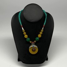 1pc, Turkmen Necklace Afghan Antique Tribal Synthetic Amber &amp; Turquoise Beaded, - £9.99 GBP