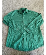 Stafford Travel  Regular Fit Mens Long Sleeve Size 16 34-35 Green Button Up - $25.38 CAD