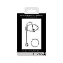 Ouch! Urethral Sounding Stainless Steel Plug With Ring 10 mm - £30.33 GBP