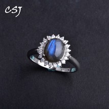 Natural Blue Labradorite Ring 925 Silver Moonstone Divination spiritual meditati - £42.54 GBP