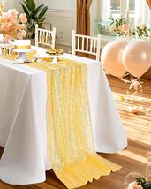 Sequin Iridescent Table Runner 25 x 120 Inches Gold New - $12.95