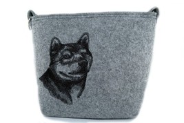 Shiba Inu,Felt, gray bag, Shoulder bag with dog, Handbag, Pouch, High qu... - $39.99