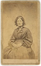 Antique CDV Circa 1860s Lovely Older Woman in Dress Partial Stamp Springfield MA - £7.57 GBP
