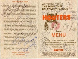 Hooters Menus Tampa Bay Florida Area 1986 Many Signatures - £22.50 GBP