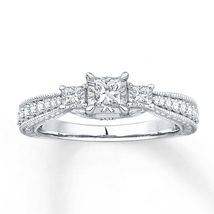 0.70 Carat Princess Cut Diamond Wedding Engagement Ring 14k White Gold Finish  - £71.48 GBP