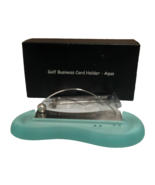 Golf Business Card Holder frosted aqua glass