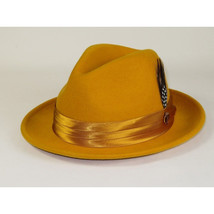 Mens Bruno Capelo Hat Australian Wool Crushable Fedora Giovani Un112 Mustard image 7